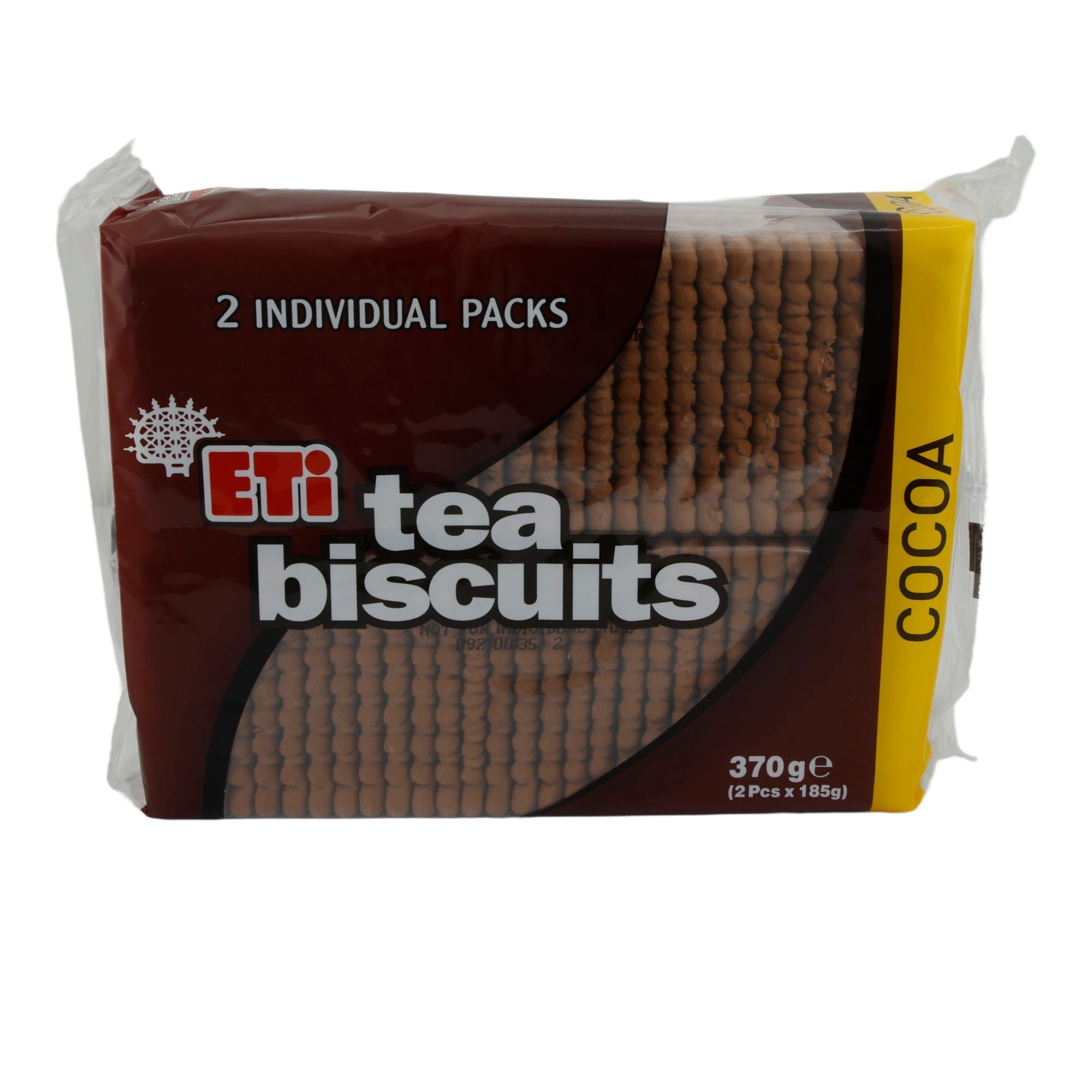 Kakaokekse ETi Tea Biscuits Cocoa | Gebäck | Weizenmehlkekse mit Kakaogeschmack im 2er Pack | 370 g ETI